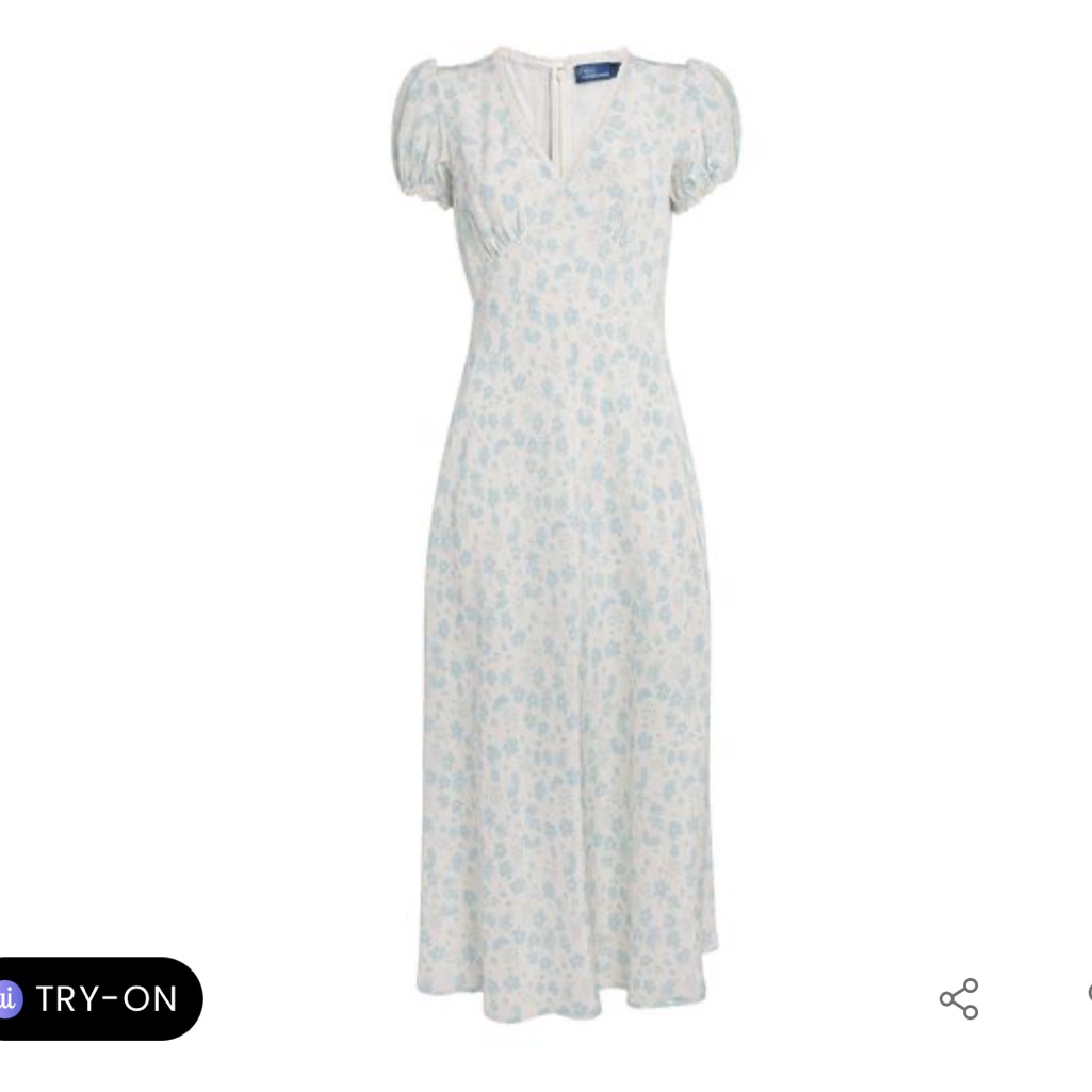 Polo Ralph Lauren Cream And Blue Floral Midi Dress